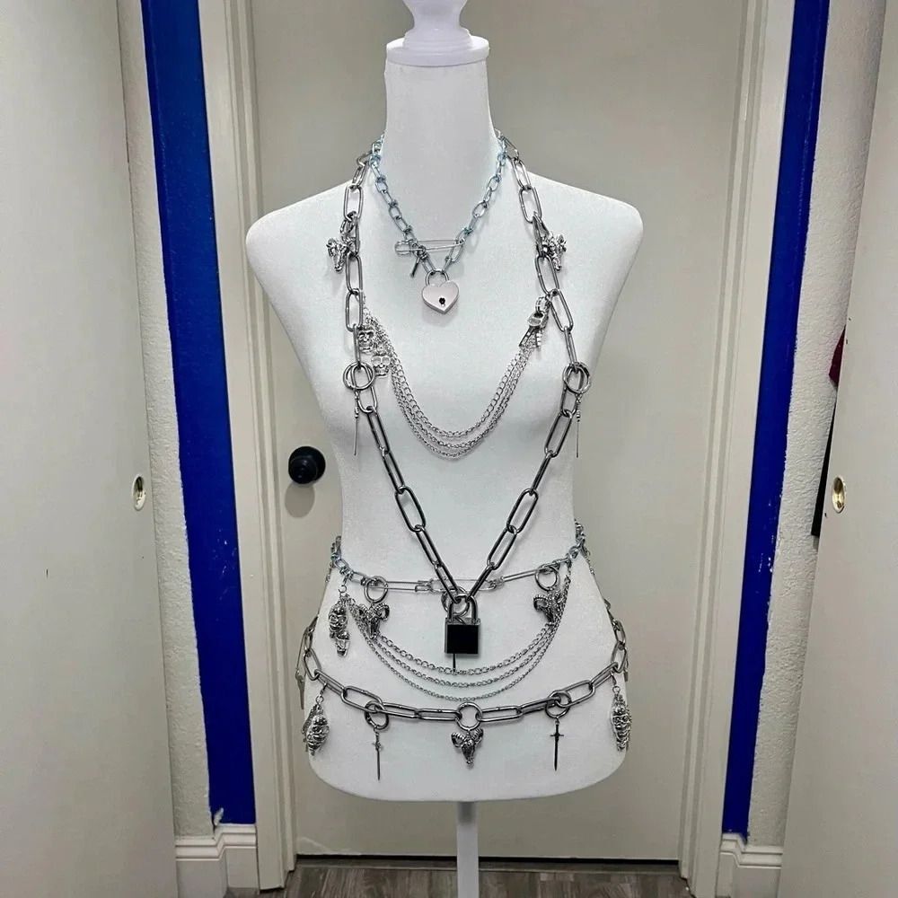 Gothic Stainless Steel Chain Belt & Necklace Collection